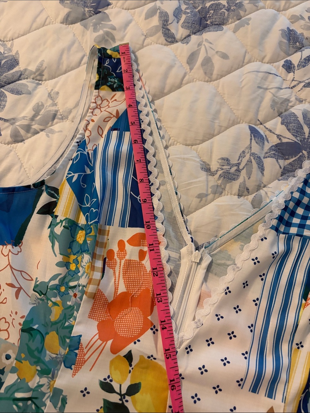 Commense Lemonade Patchwork  Maxi Dress - Blue, Yellow & White Deep-V neck - Picture 8 of 11
